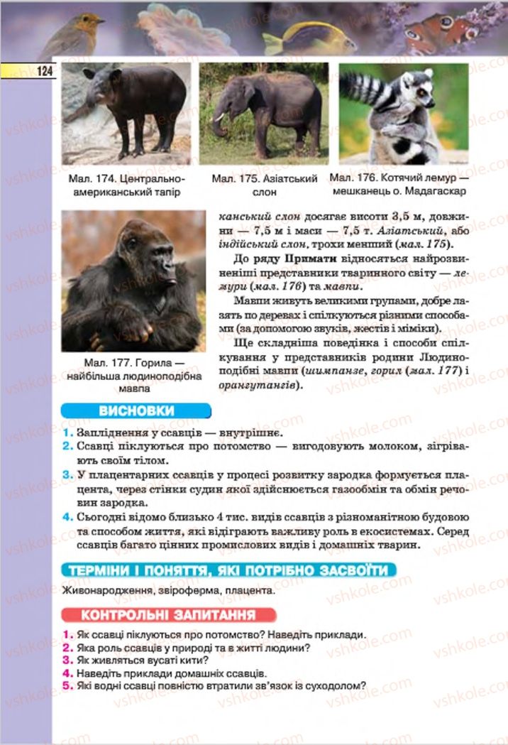 Страница 124 | Підручник Біологія 7 клас І.Ю. Костіков, С.О. Волгін, В.В. Додь 2015