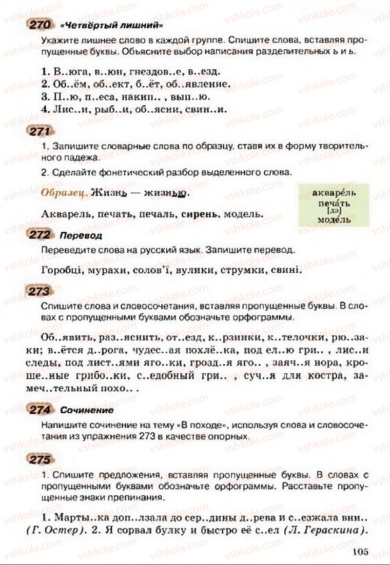 Страница 105 | Підручник Русский язык 5 клас А.Н. Рудяков, Т.Я. Фролова 2013