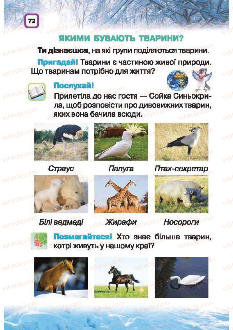 Страница 72 | Підручник Природознавство 1 клас І.В. Грущинська 2010