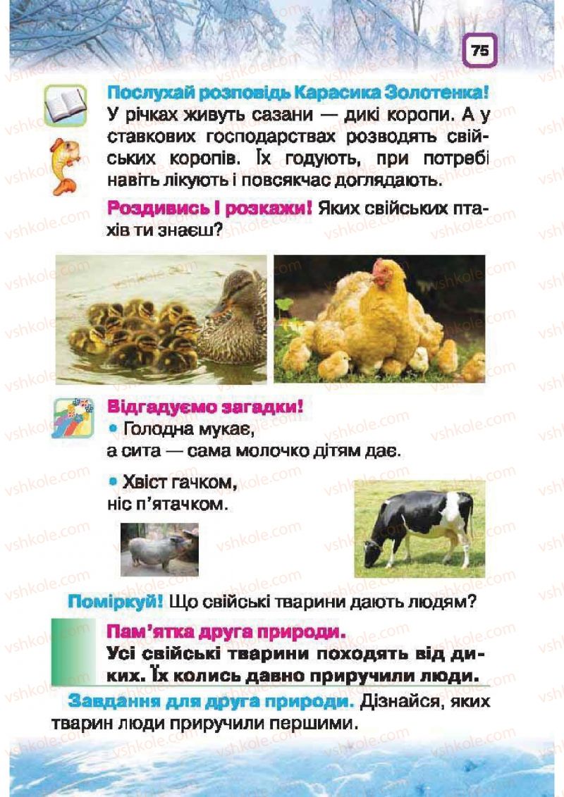 Страница 75 | Підручник Природознавство 1 клас І.В. Грущинська 2010