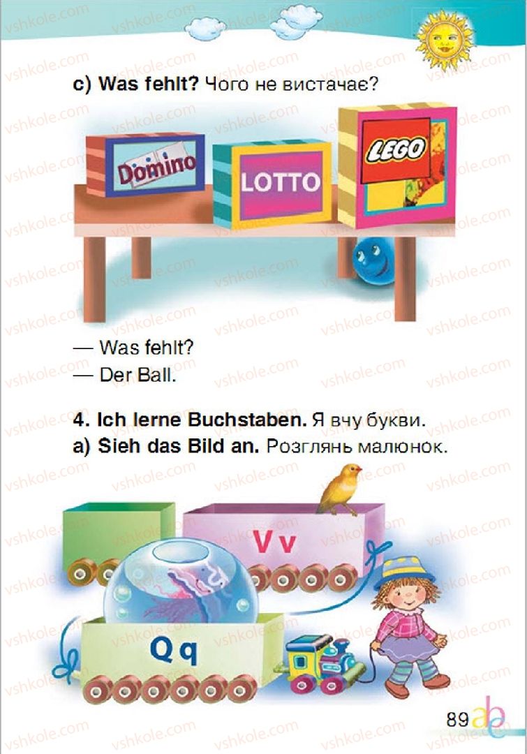 Страница 89 | Підручник Німецька мова 1 клас О.О. Паршикова, Г.М. Мельничук, Л.П. Савченко 2012