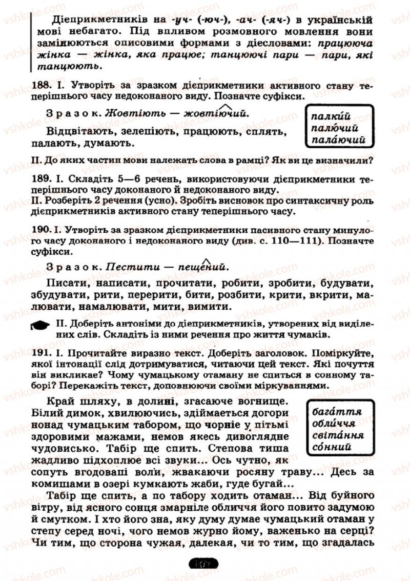 Страница 107 | Підручник Українська мова 7 клас М.І. Пентилюк, І.В. Гайдаєнко 2007