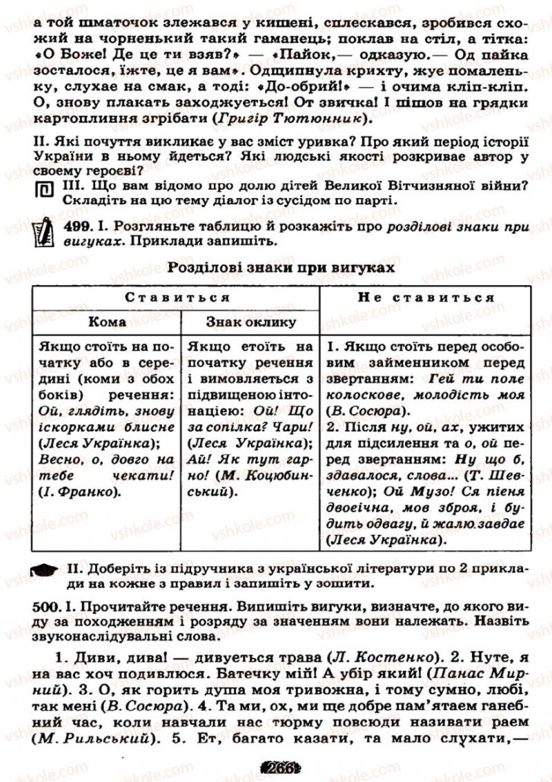 Страница 266 | Підручник Українська мова 7 клас М.І. Пентилюк, І.В. Гайдаєнко 2007