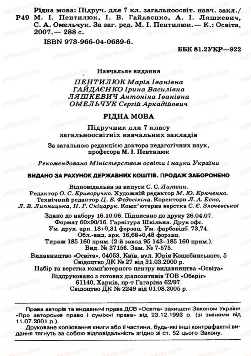 Страница 288 | Підручник Українська мова 7 клас М.І. Пентилюк, І.В. Гайдаєнко 2007