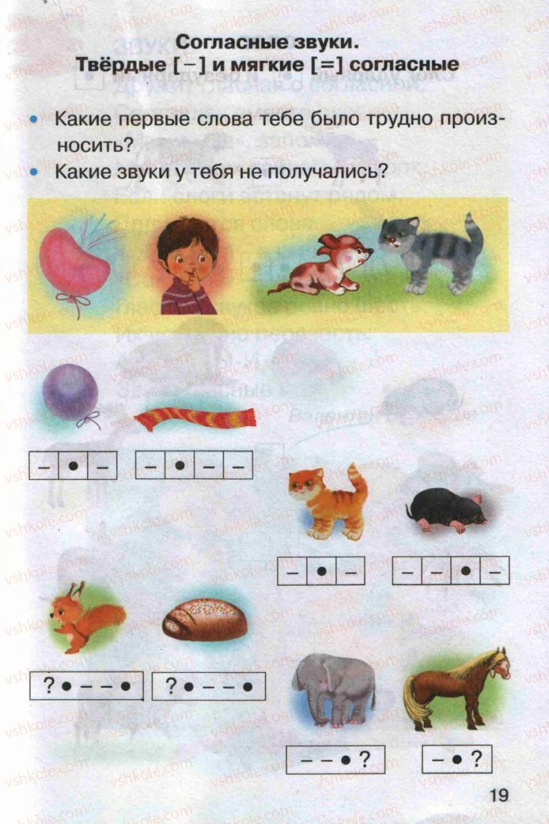 Страница 19 | Підручник Русский язык 1 клас А.Н. Рудяков 2012 Букварь