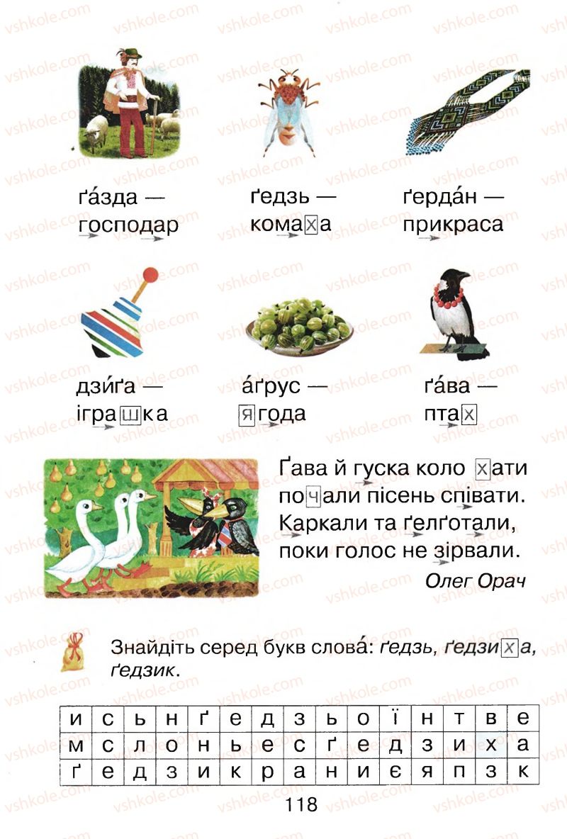 Страница 118 | Підручник Буквар 1 клас М.Д. Захарійчук, В.О. Науменко 2012