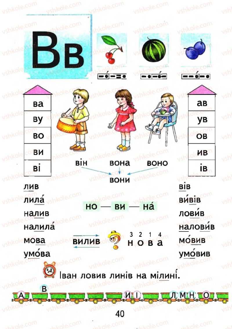 Страница 40 | Підручник Буквар 1 клас М.С. Вашуленко, О.В. Вашуленко 2012