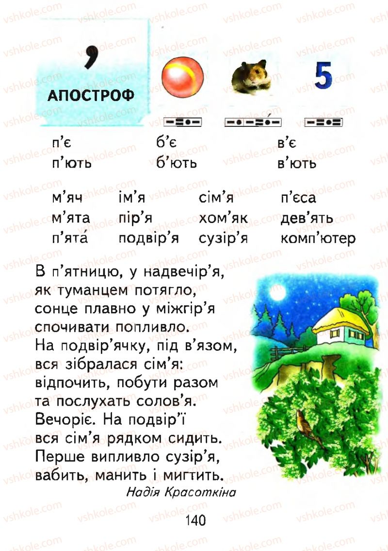 Страница 140 | Підручник Буквар 1 клас М.С. Вашуленко, О.В. Вашуленко 2012