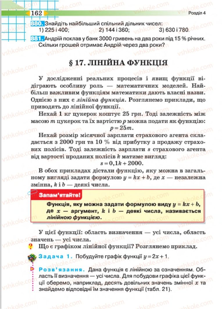 Страница 162 | Підручник Алгебра 7 клас Н.А. Тарасенкова, І.М. Богатирьова, О.М. Коломієць 2015