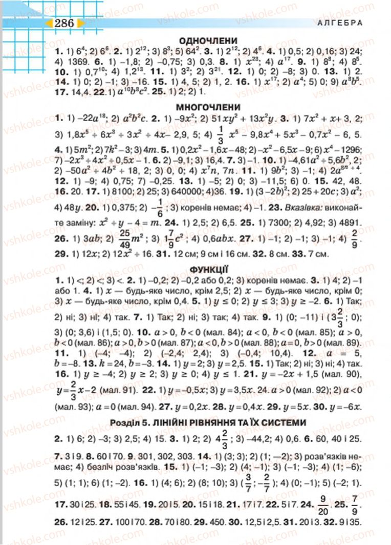 Страница 286 | Підручник Алгебра 7 клас Н.А. Тарасенкова, І.М. Богатирьова, О.М. Коломієць 2015