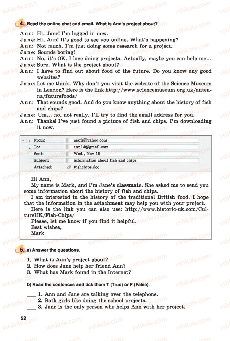 Страница 52 | Підручник Англiйська мова 7 клас А.М. Несвіт 2015