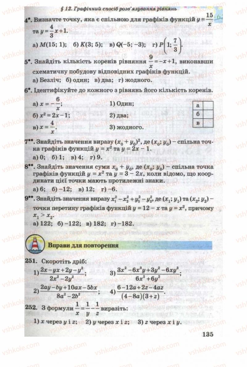 Страница 135 | Підручник Алгебра 8 клас О.Я. Біляніна, Н.Л. Кінащук, І.М. Черевко 2008