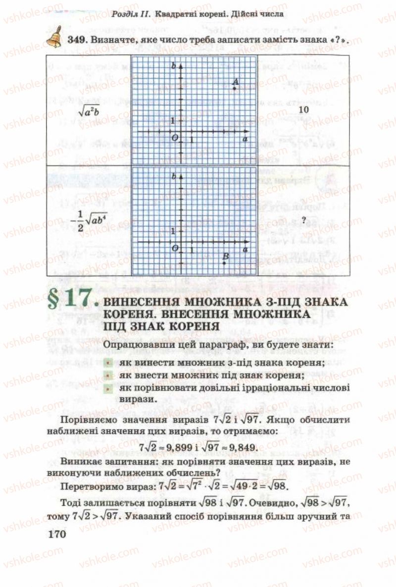 Страница 170 | Підручник Алгебра 8 клас О.Я. Біляніна, Н.Л. Кінащук, І.М. Черевко 2008