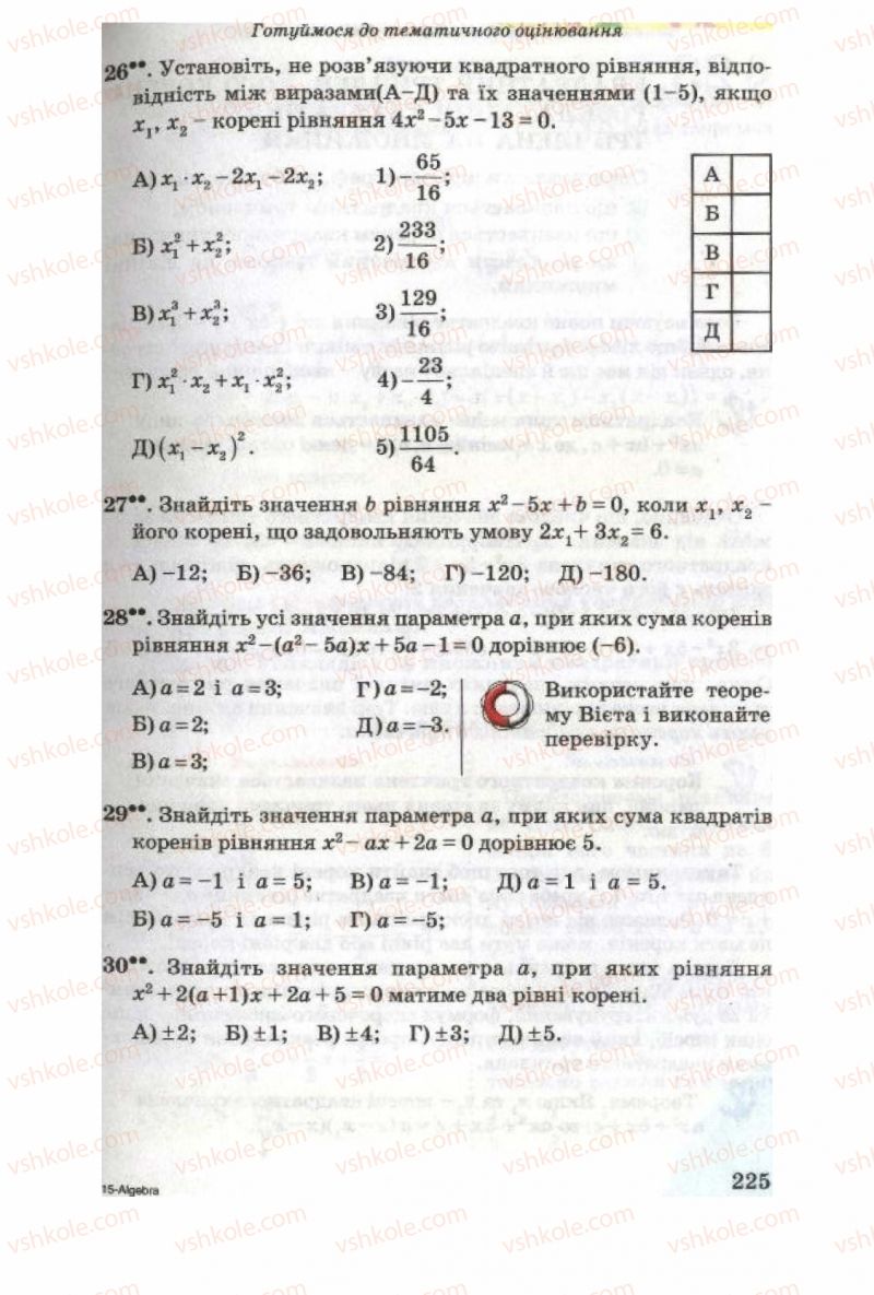 Страница 225 | Підручник Алгебра 8 клас О.Я. Біляніна, Н.Л. Кінащук, І.М. Черевко 2008