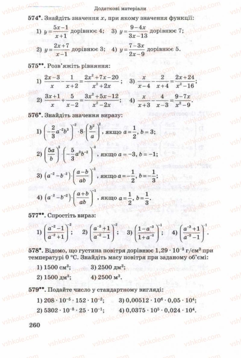 Страница 260 | Підручник Алгебра 8 клас О.Я. Біляніна, Н.Л. Кінащук, І.М. Черевко 2008
