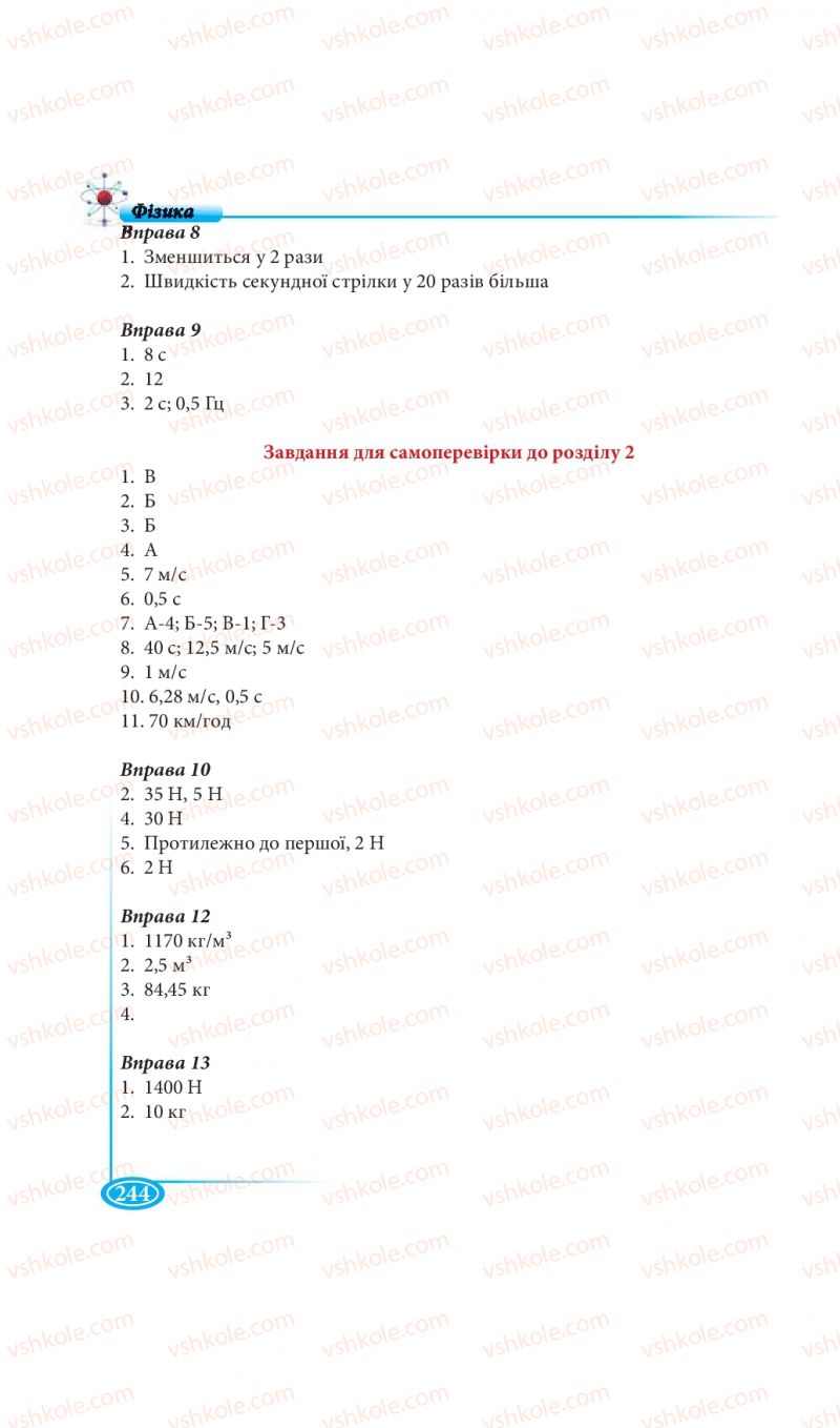 Страница 244 | Підручник Фізика 7 клас М.В. Головко, Т.М. Засєкіна, Д.О. Засєкін 2015
