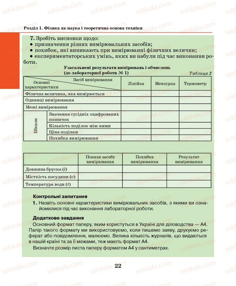 Страница 22 | Підручник Фізика 7 клас М.І. Шут, М.Т. Мартинюк, Л.Ю. Благодаренко 2014