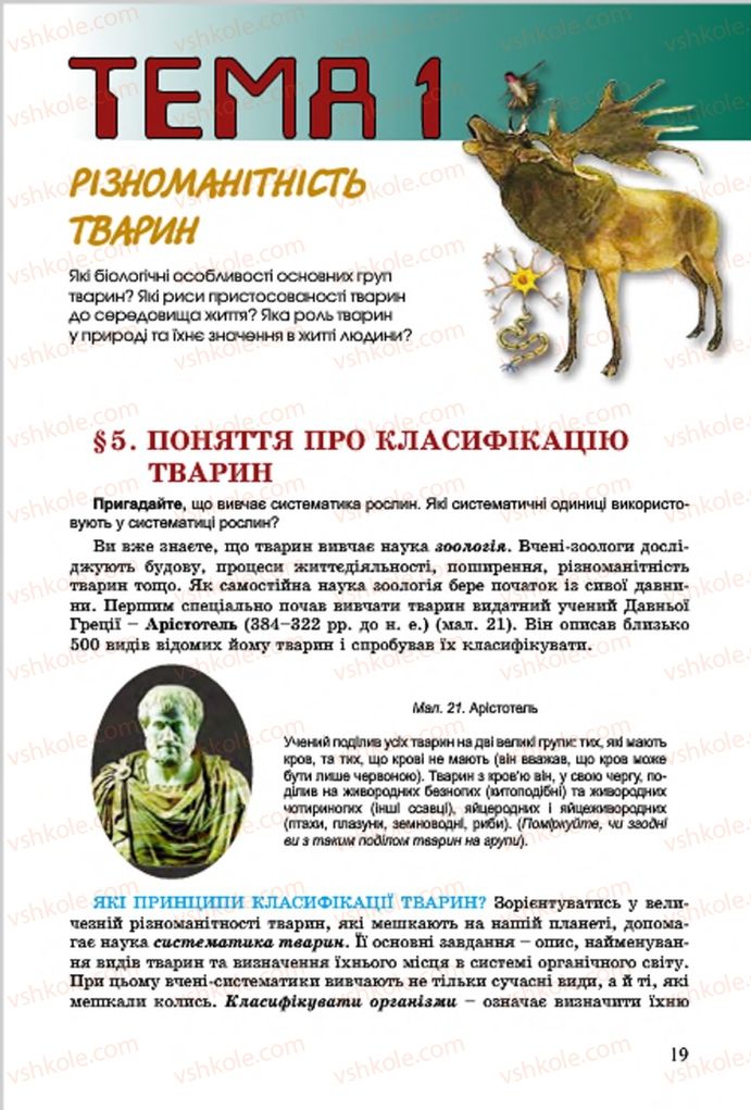 Страница 19 | Підручник Біологія 7 клас  Л.І. Остапченко, П.Г. Балан, В.В. Серебряков 2015