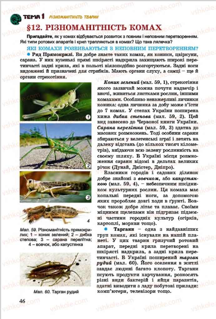 Страница 46 | Підручник Біологія 7 клас  Л.І. Остапченко, П.Г. Балан, В.В. Серебряков 2015