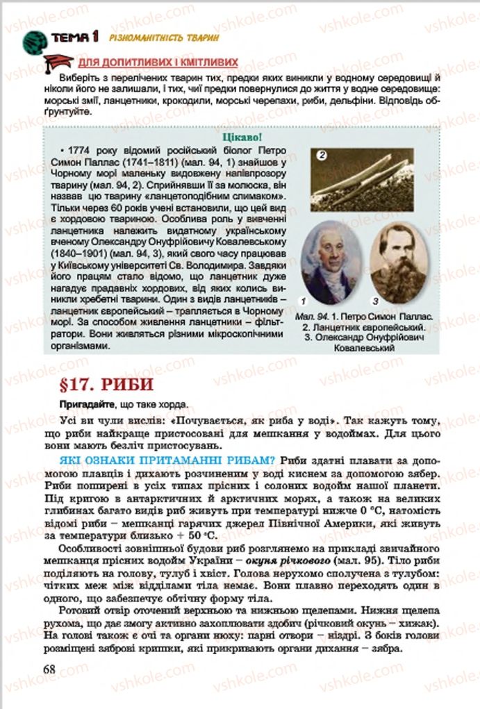 Страница 68 | Підручник Біологія 7 клас  Л.І. Остапченко, П.Г. Балан, В.В. Серебряков 2015