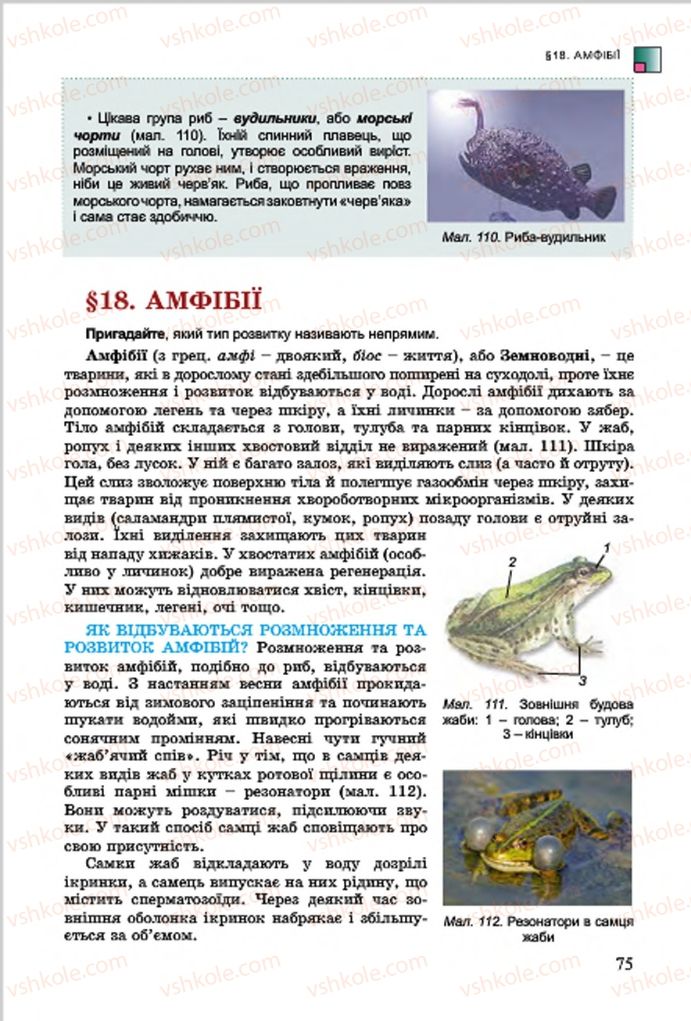 Страница 75 | Підручник Біологія 7 клас  Л.І. Остапченко, П.Г. Балан, В.В. Серебряков 2015