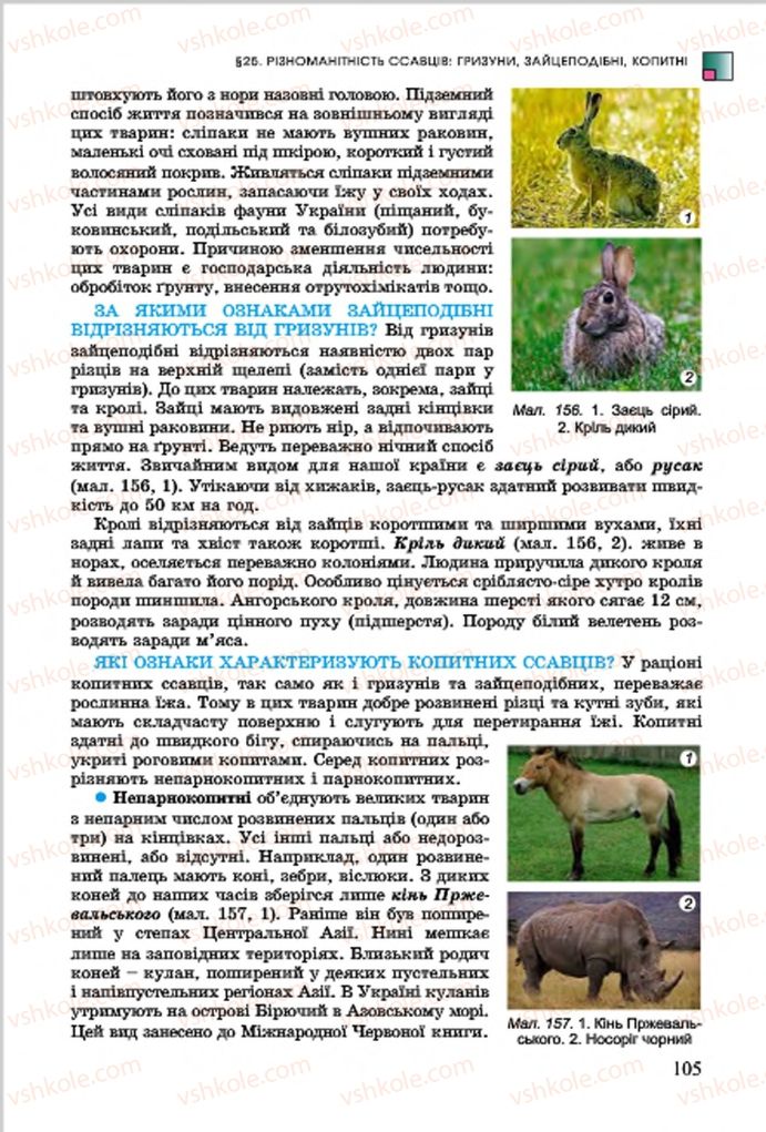Страница 105 | Підручник Біологія 7 клас  Л.І. Остапченко, П.Г. Балан, В.В. Серебряков 2015