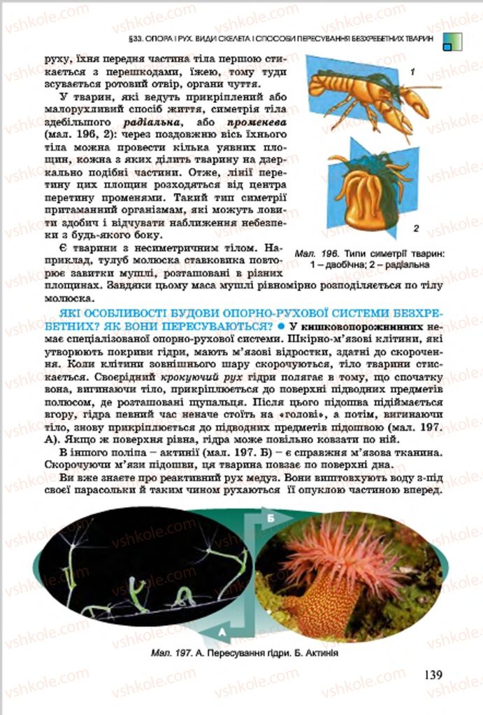 Страница 139 | Підручник Біологія 7 клас  Л.І. Остапченко, П.Г. Балан, В.В. Серебряков 2015