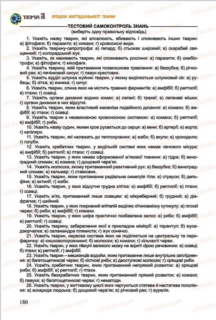 Страница 180 | Підручник Біологія 7 клас  Л.І. Остапченко, П.Г. Балан, В.В. Серебряков 2015