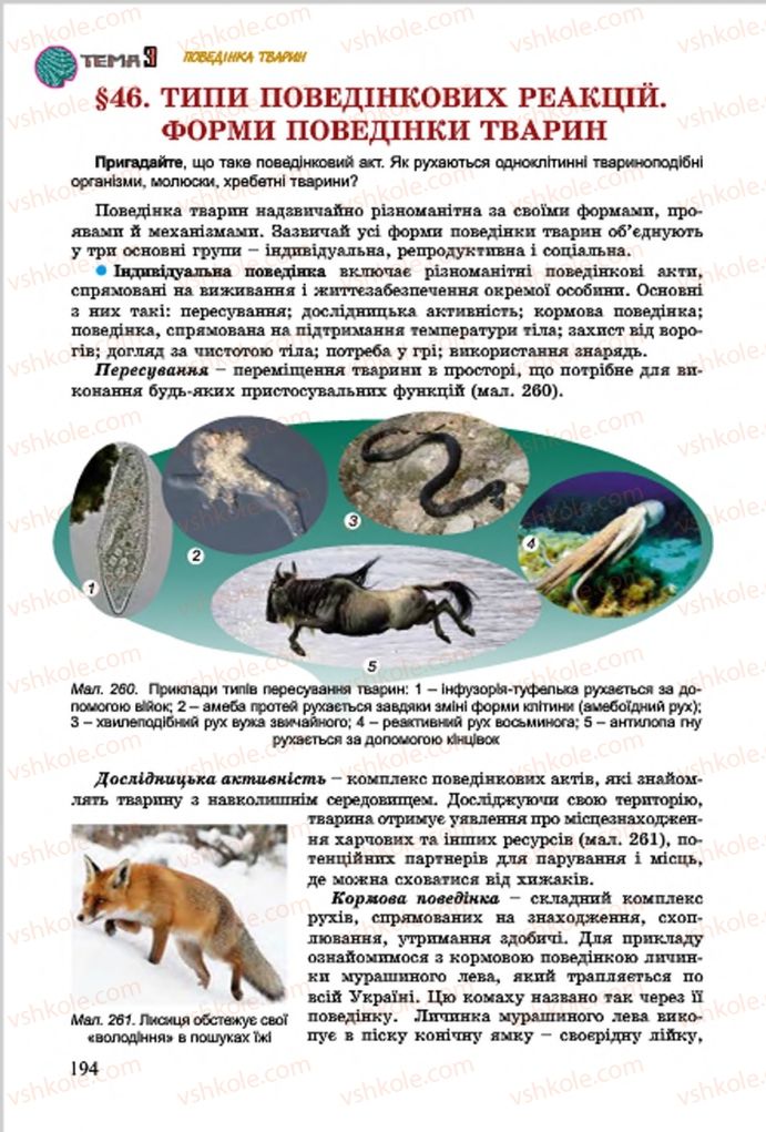 Страница 194 | Підручник Біологія 7 клас  Л.І. Остапченко, П.Г. Балан, В.В. Серебряков 2015