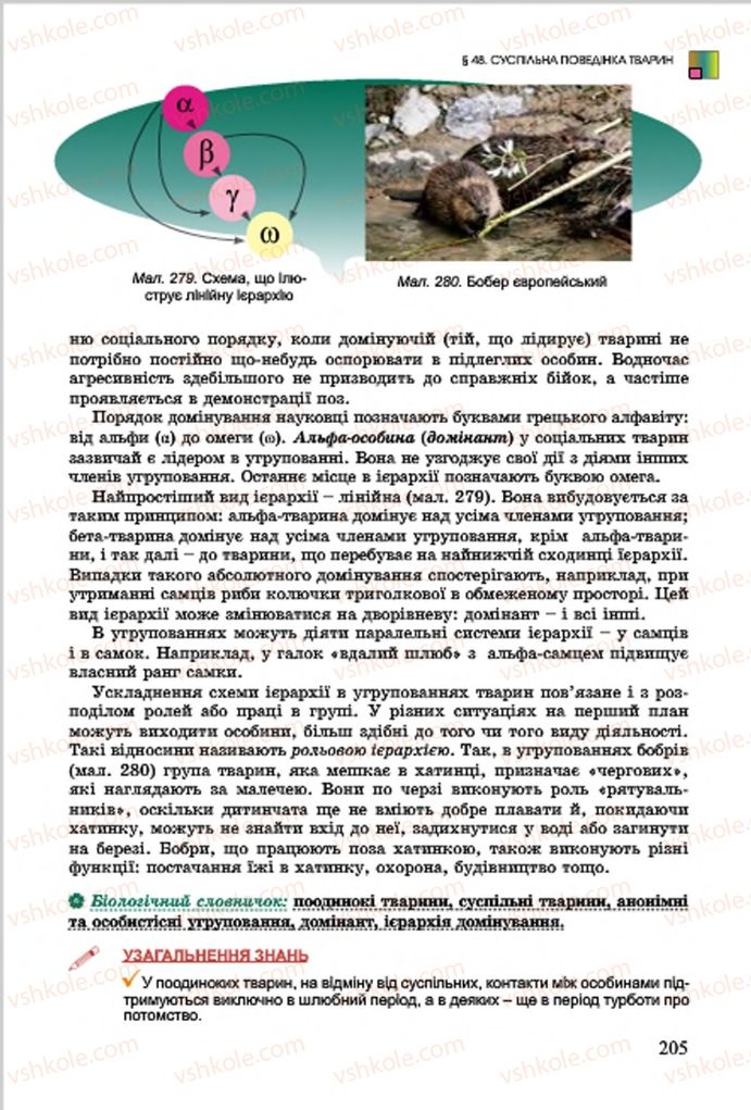 Страница 205 | Підручник Біологія 7 клас  Л.І. Остапченко, П.Г. Балан, В.В. Серебряков 2015