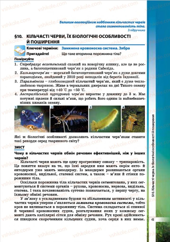 Страница 45 | Підручник Біологія 7 клас В.І. Соболь 2015