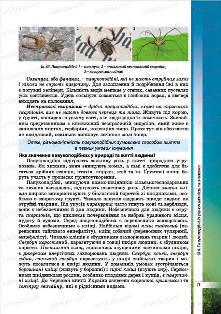 Страница 71 | Підручник Біологія 7 клас В.І. Соболь 2015