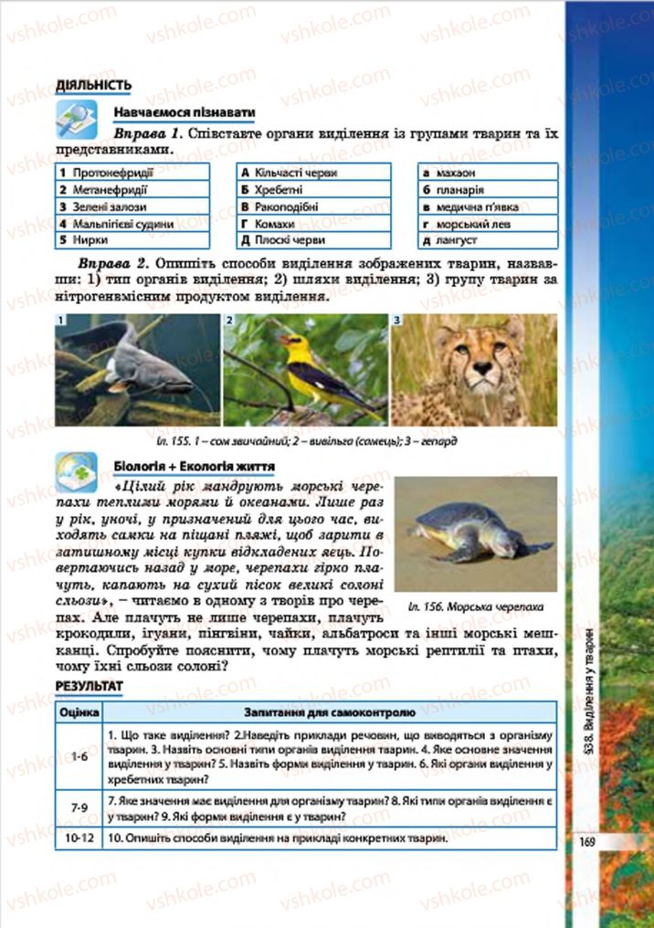 Страница 169 | Підручник Біологія 7 клас В.І. Соболь 2015