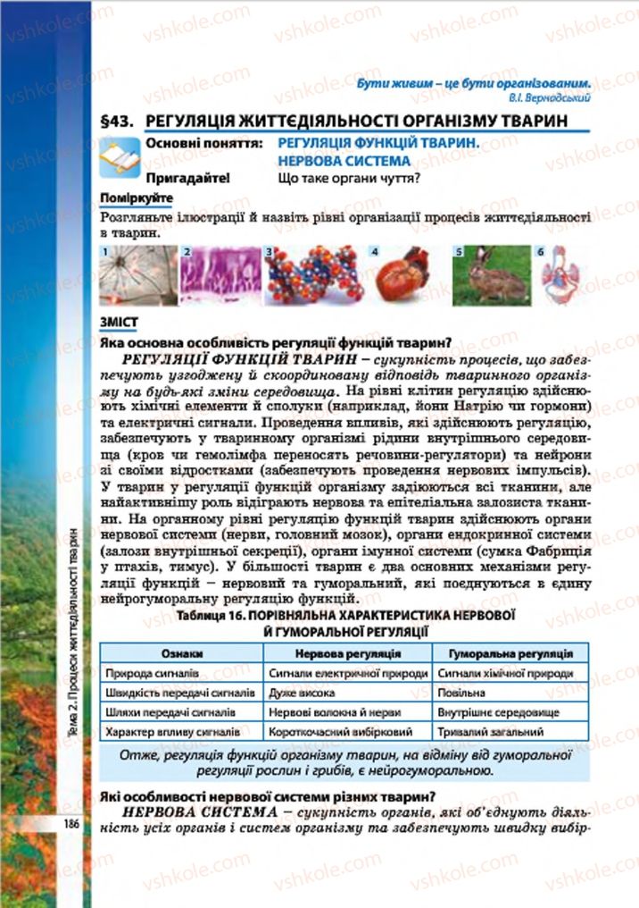 Страница 186 | Підручник Біологія 7 клас В.І. Соболь 2015