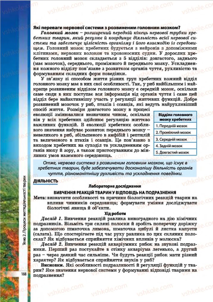 Страница 188 | Підручник Біологія 7 клас В.І. Соболь 2015