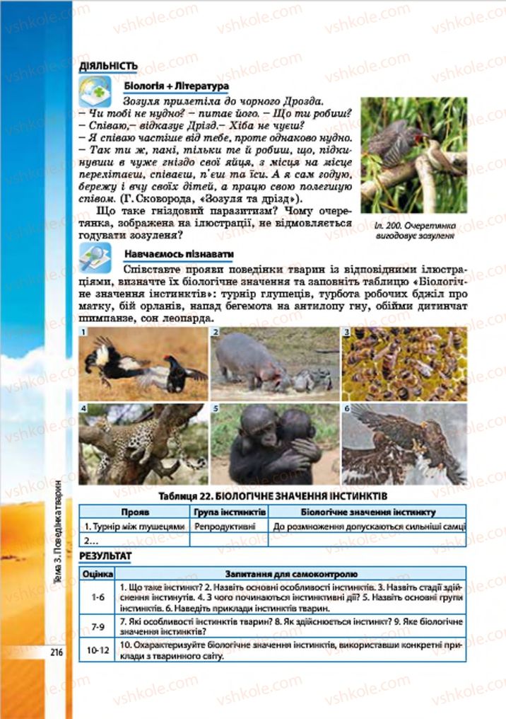 Страница 216 | Підручник Біологія 7 клас В.І. Соболь 2015
