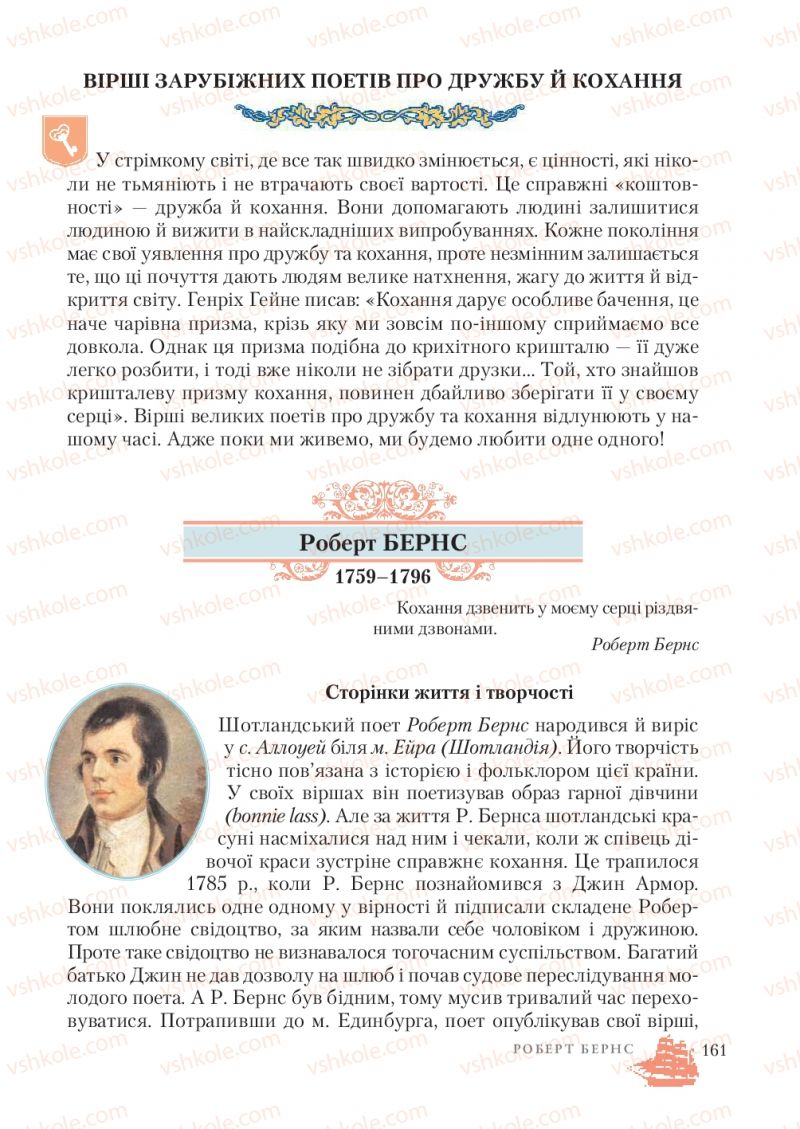 Страница 161 | Підручник Зарубіжна література 7 клас О.М. Ніколенко, Т.М. Конєва, О.В. Орлова 2015