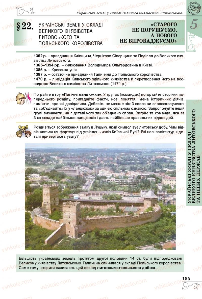 Страница 155 | Підручник Історія України 7 клас В.С. Власов 2015