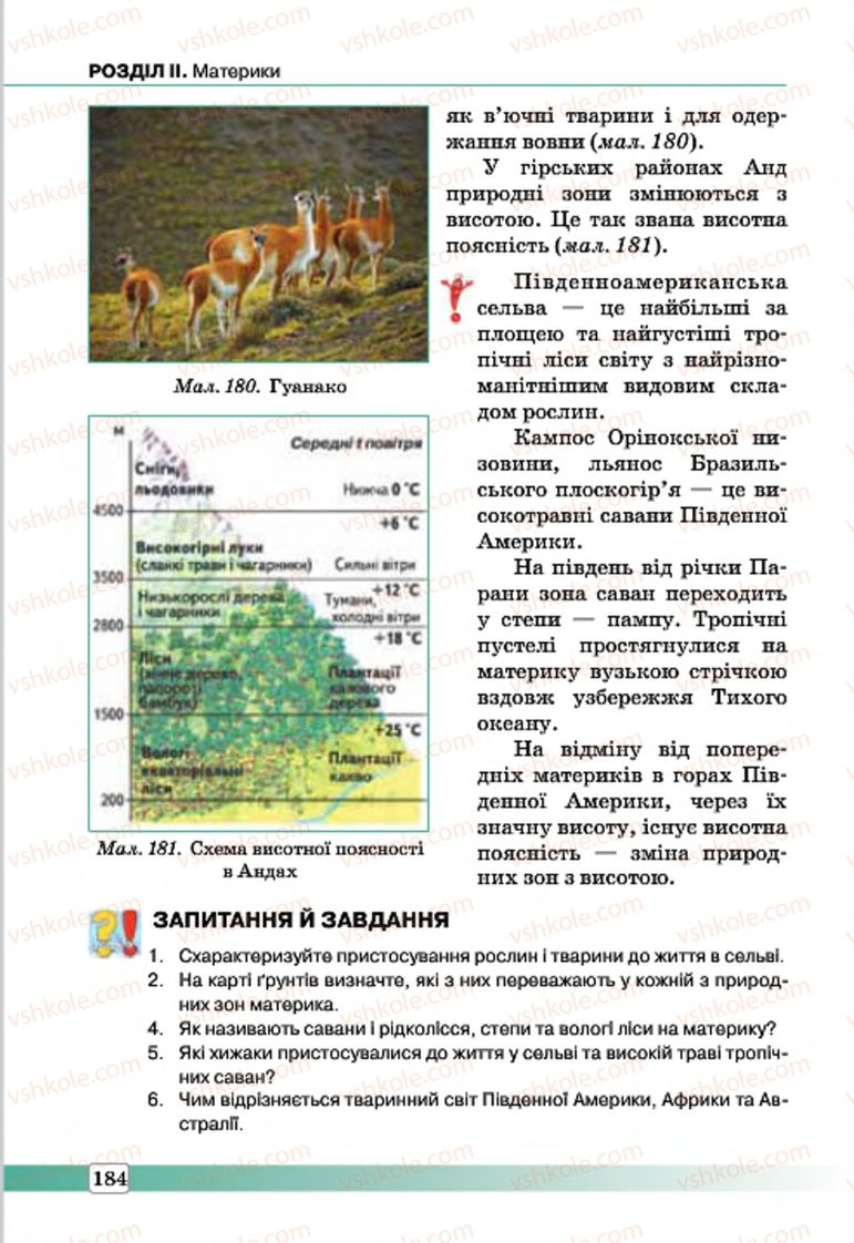 Страница 184 | Підручник Географія 7 клас П.О. Масляк, С.Л. Капіруліна 2015