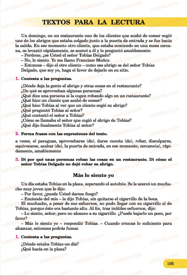 Страница 165 | Підручник Іспанська мова 7 клас В.Г. Редько, В.І. Береславська 2015 7 рік навчання