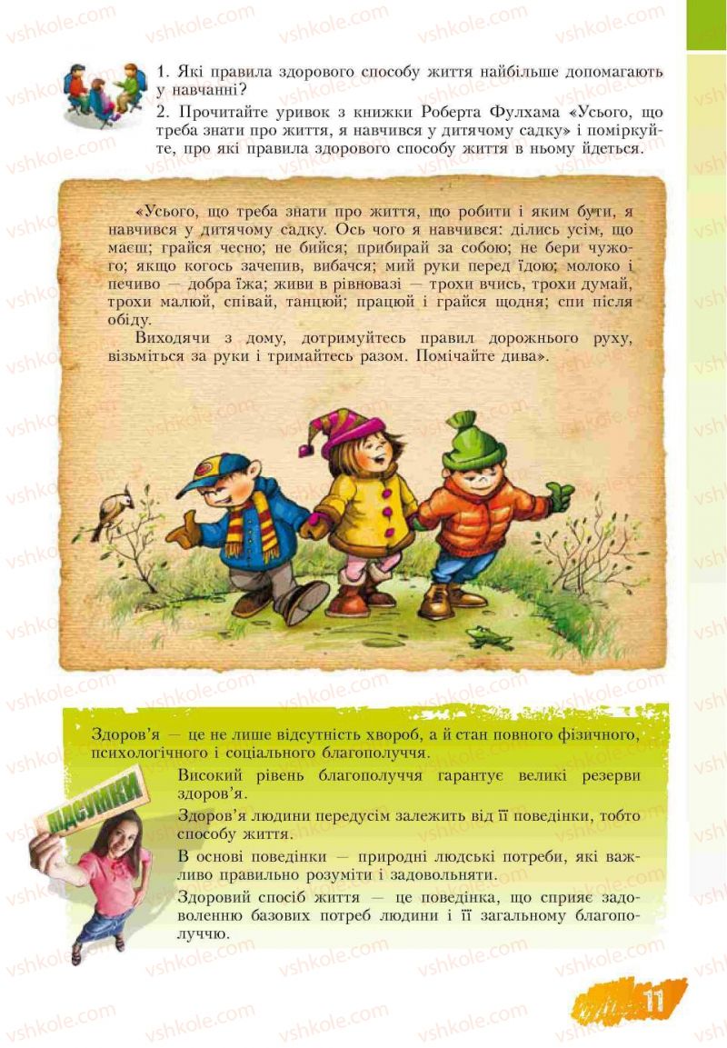 Страница 11 | Підручник Основи здоров'я 7 клас Т.В. Воронцова, В.С. Пономаренко 2007
