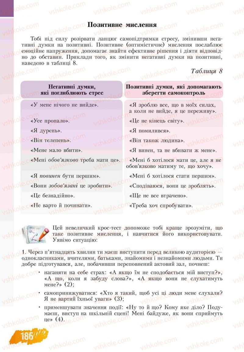 Страница 186 | Підручник Основи здоров'я 7 клас Т.В. Воронцова, В.С. Пономаренко 2007
