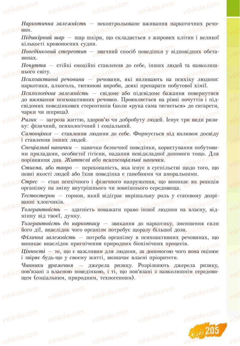 Страница 205 | Підручник Основи здоров'я 7 клас Т.В. Воронцова, В.С. Пономаренко 2007