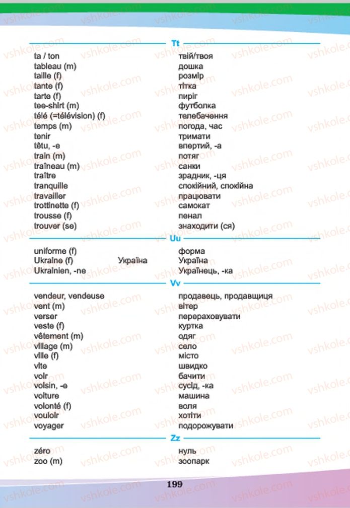 Страница 199 | Підручник Французька мова 7 клас Н.П. Чумак, Т.В. Кривошеєва 2015 3 рік навчання