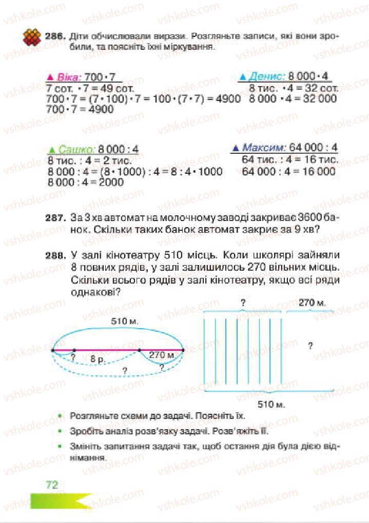 Страница 72 | Підручник Математика 4 клас Л.Ф. Шостак 2015