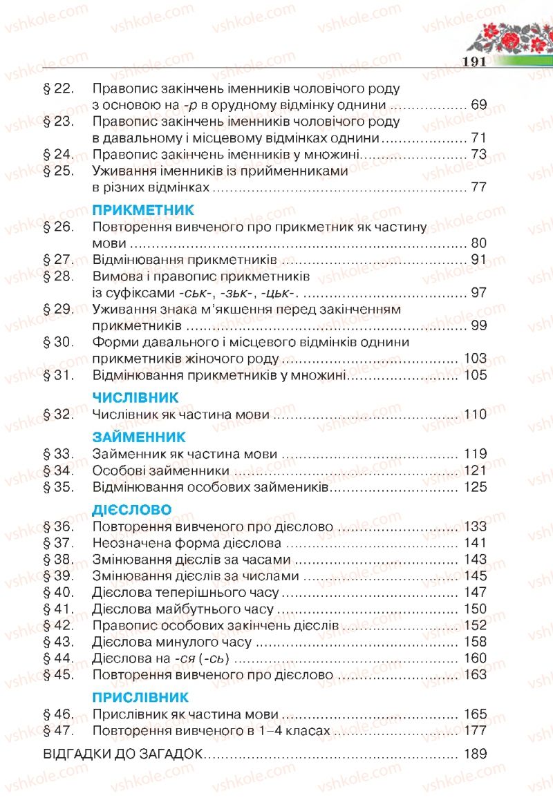 Страница 191 | Підручник Українська мова 4 клас М.С. Вашуленко, С.Г. Дубовик 2015