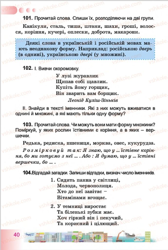Страница 40 | Підручник Українська мова 4 клас Н.В. Гавриш, Т.С. Маркотенко 2015