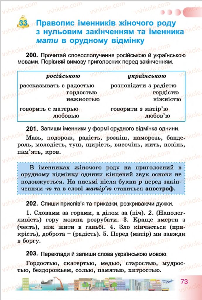 Страница 73 | Підручник Українська мова 4 клас Н.В. Гавриш, Т.С. Маркотенко 2015