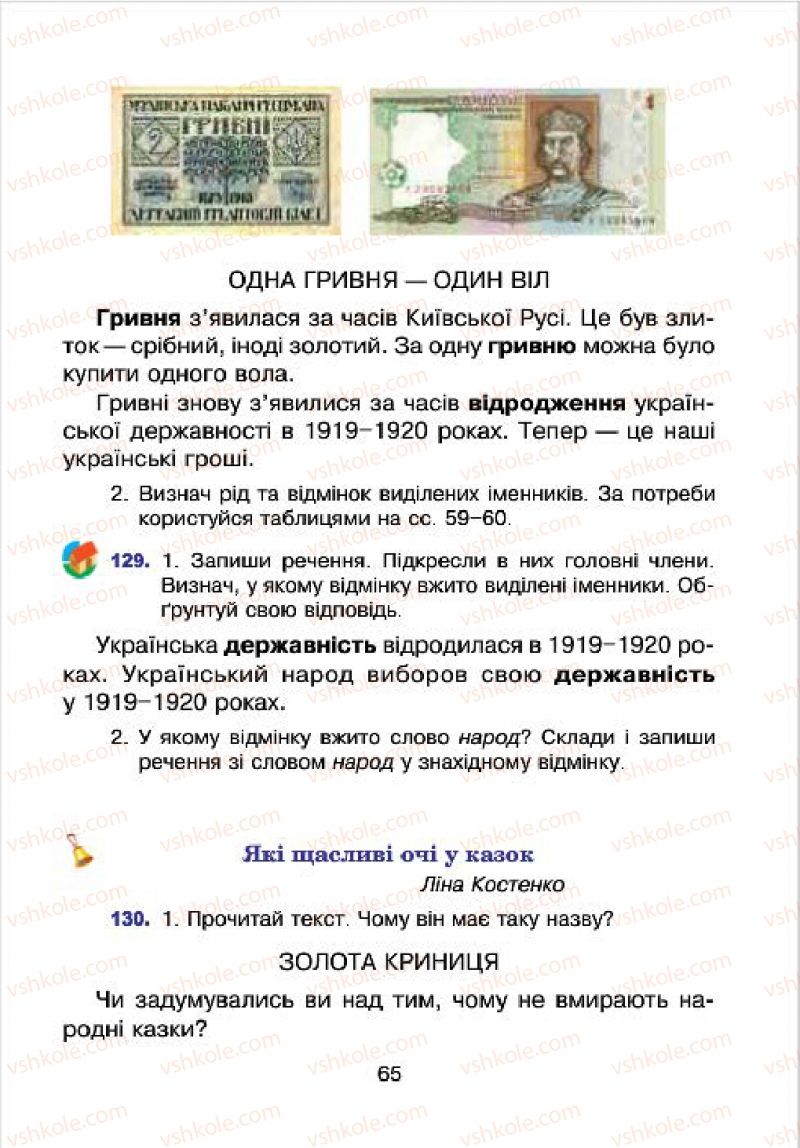 Страница 65 | Підручник Українська мова 4 клас Л.О. Варзацька, Г.Є. Зроль, Л.М. Шильцова 2015