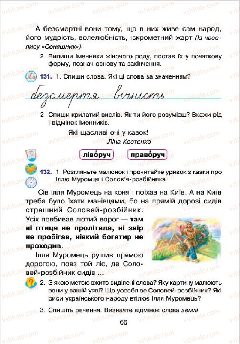 Страница 66 | Підручник Українська мова 4 клас Л.О. Варзацька, Г.Є. Зроль, Л.М. Шильцова 2015